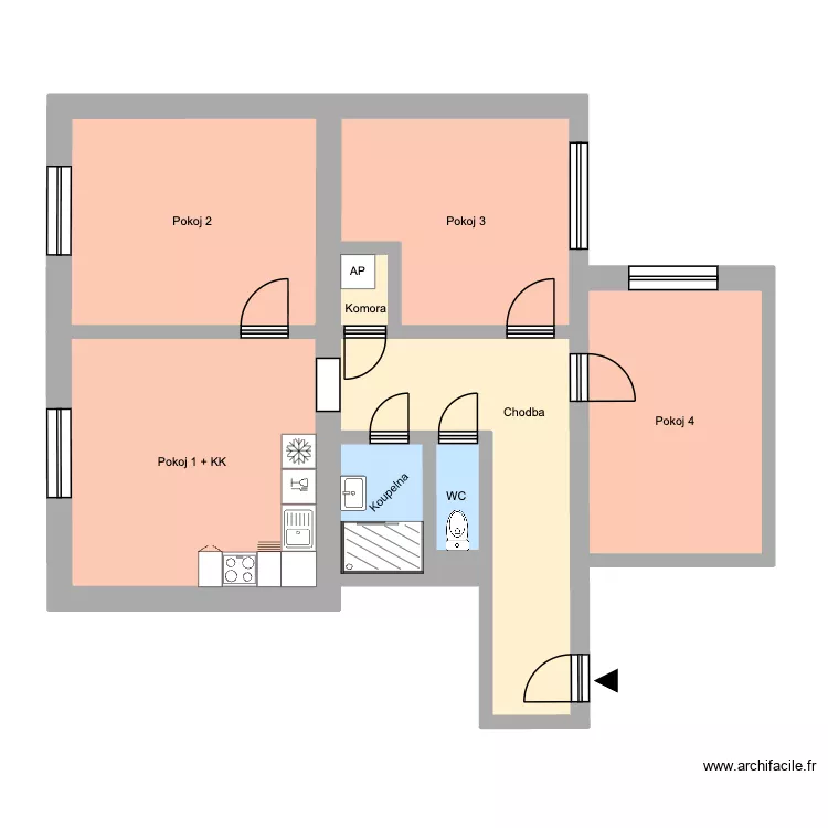Matěje Kopeck&eacute;ho 632, byt 14. Floor plan with 13 Rooms and 198 m²