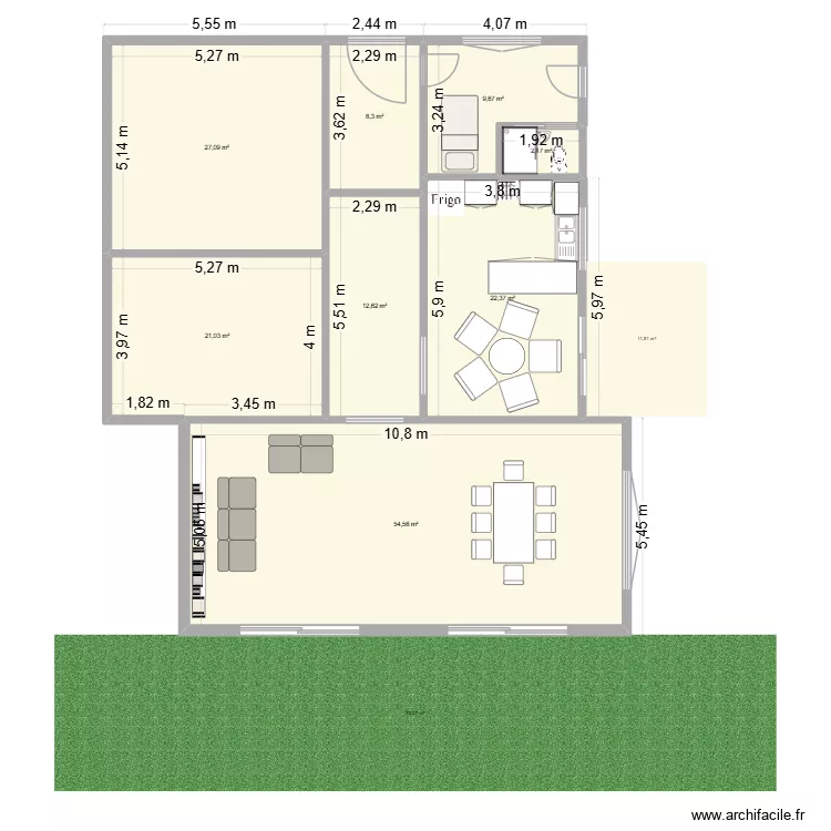 plan rdc 2. Floor plan with 8 Rooms and 158 m² plan rdc 2. Floor plan with 8 Rooms and 158 m²