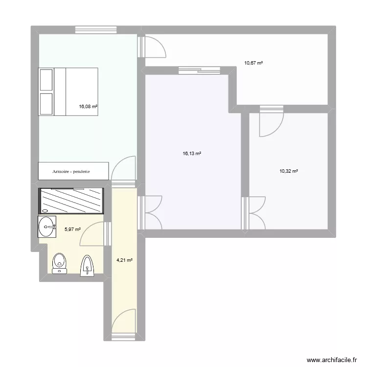 Quarteira T1. Floor plan with 6 and 63 m² Quarteira T1. Floor plan with 6 and 63 m²