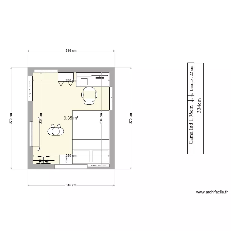 Cuarto 2punto1. Floor plan with 