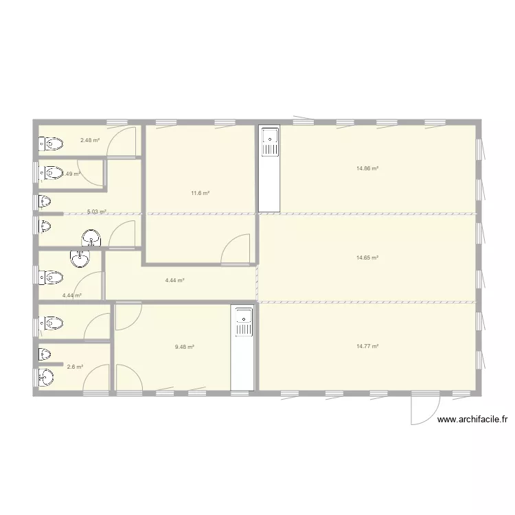 Hull office shared kitchen and shop cabin layout. Floor plan with 