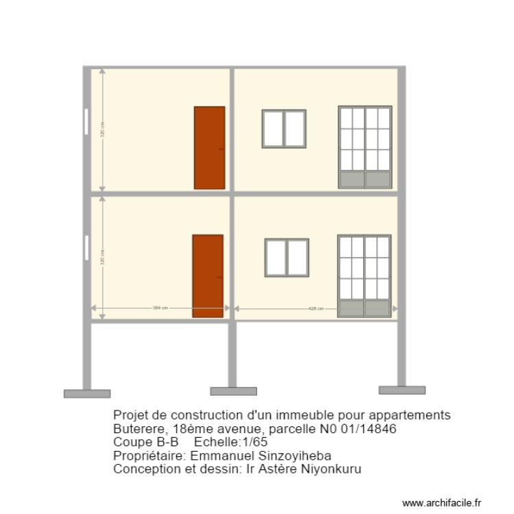 coupe B-B. Floor plan with 0 room and 0 m2