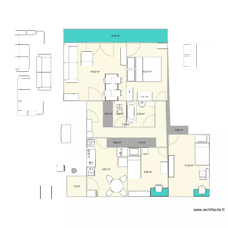 Velizy2021prive. Floor plan with 