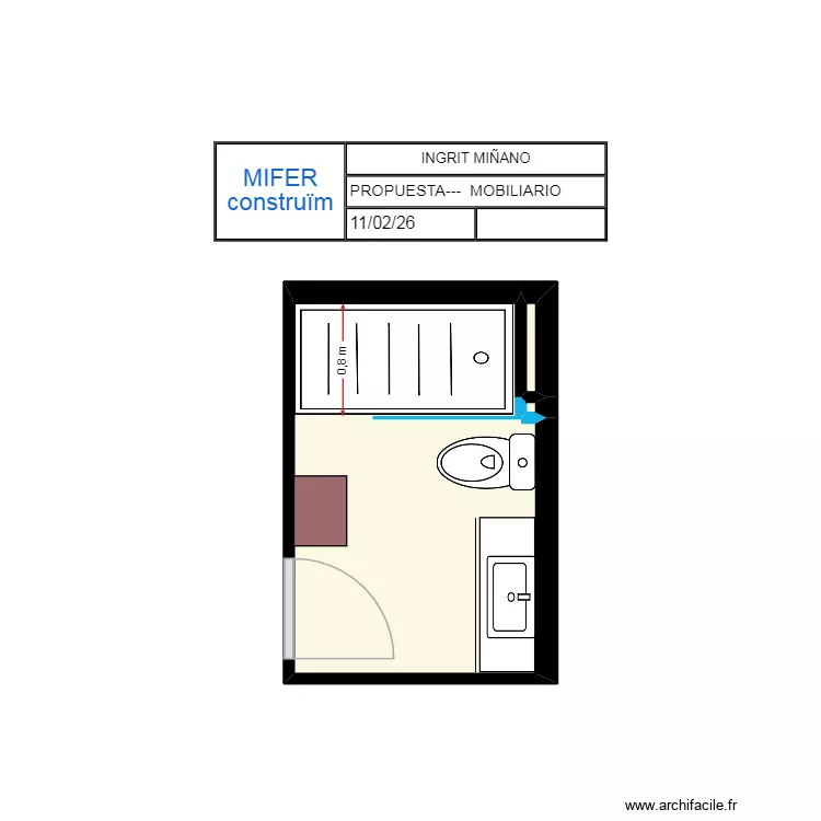 INGRIT MI&Ntilde;ANO--- PROPUESTA--- MOBILIARIO--. Floor plan with 3 rooms and 4 m²