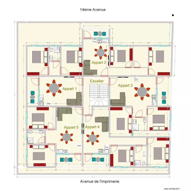 appartements premier et deuxieme etage. Floor plan with 