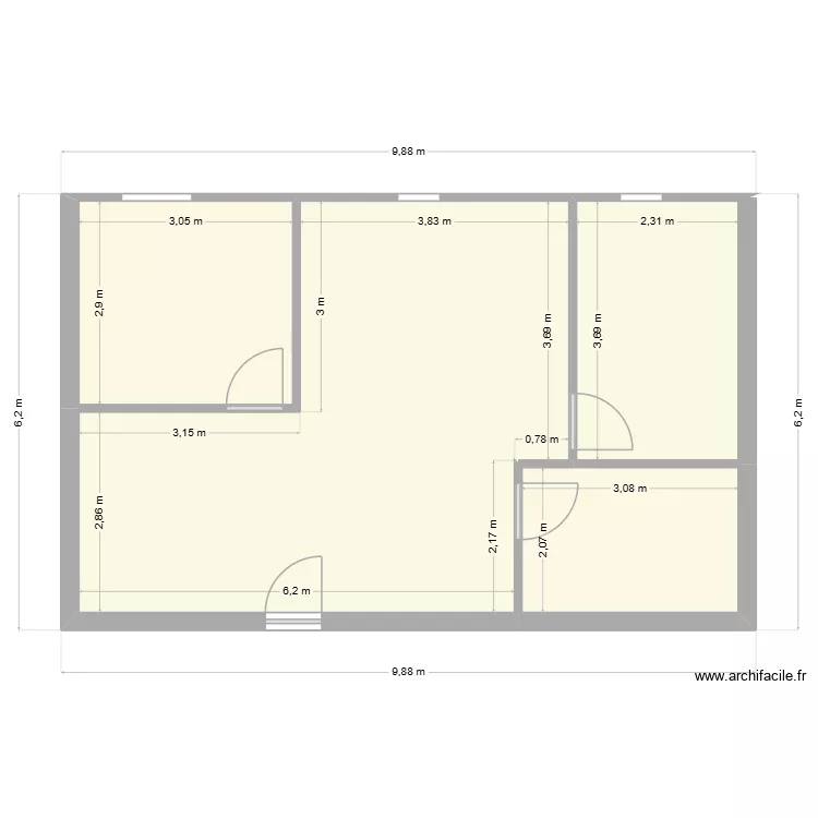CASA. Floor plan with 4  and 53 m²