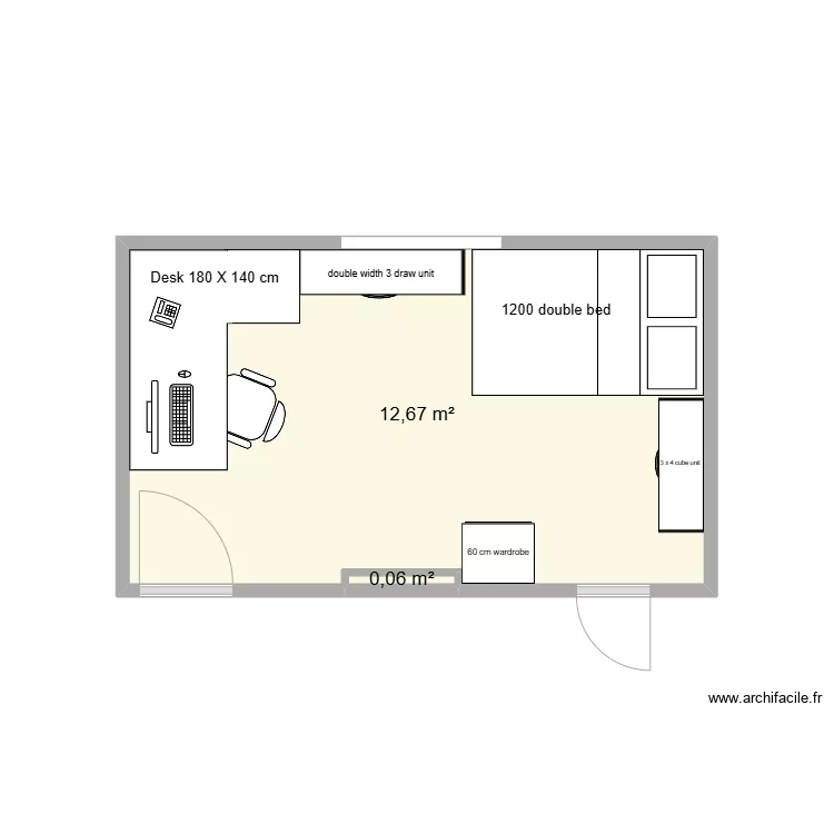 Bedroom with furniture. Floor plan with Bedroom with furniture. Floor plan with