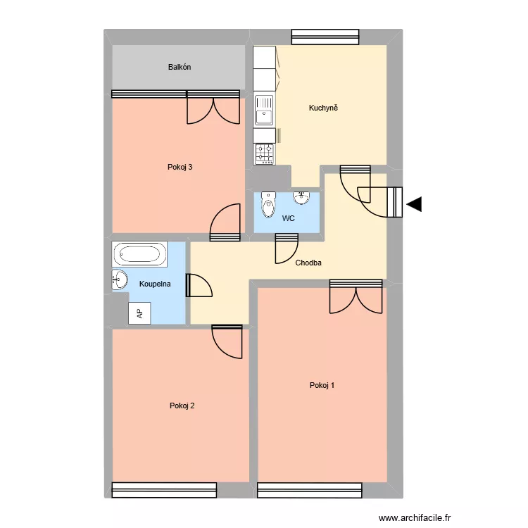 ČSA 724, byt 11. Floor plan with 14  and 202 m²