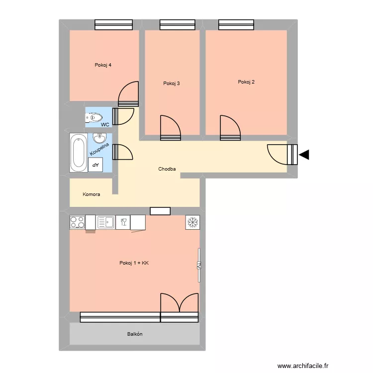 R&uacute;žov&yacute; pahorek 313 byt 9. Floor plan with 13  and 199 m²