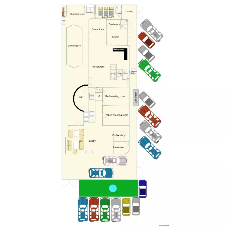 Mirador hotel ground. Floor plan with 