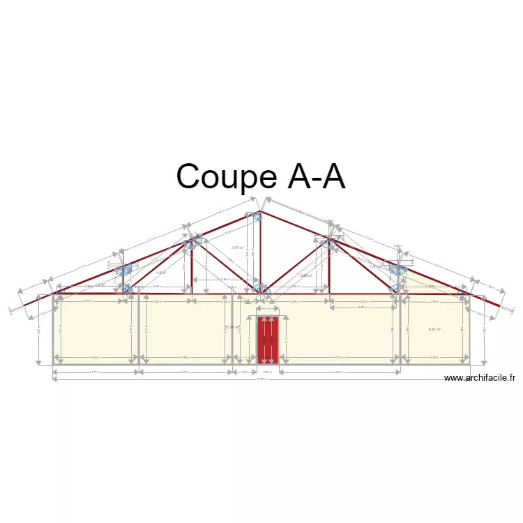 coupe AA. Floor plan with 