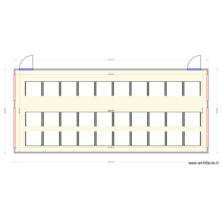3 rows hood. Floor plan with 
