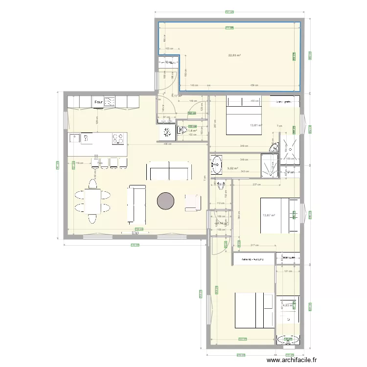 evi Barjac 3 BADKAMERS garage zijkant buren. Floor plan with 