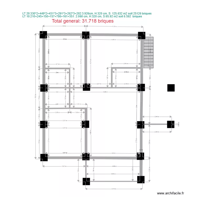 estimation nombre de briques. Floor plan with 