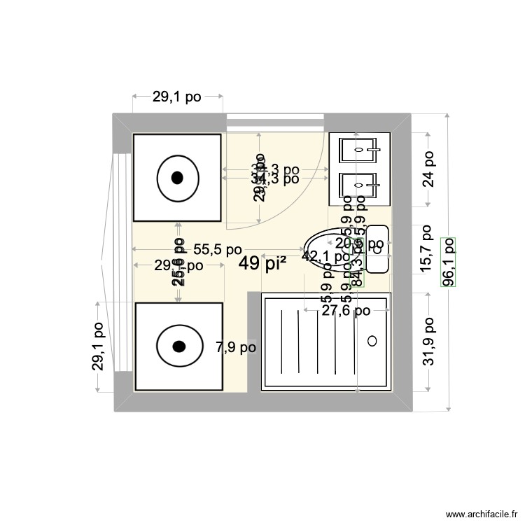 Salle de bains. Floor plan with 0 room and 0 m2