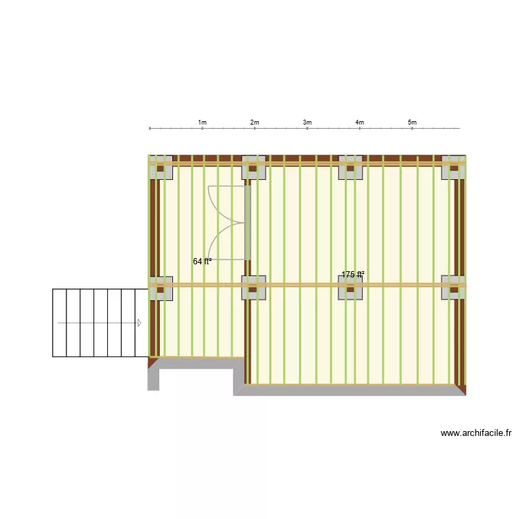 Deck - Footings, girders, joists. Floor plan with 2  and 22 m²