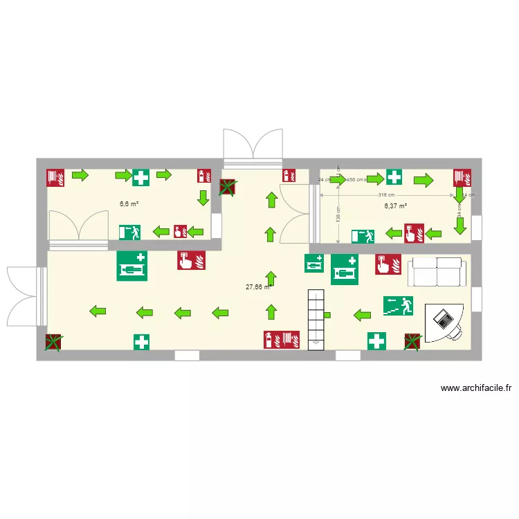plan evacuacion. Floor plan with 