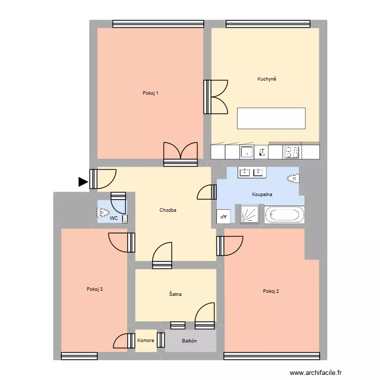 Sokolsk&aacute; tř&iacute;da 422, byt 5. Floor plan with 17  and 243 m²