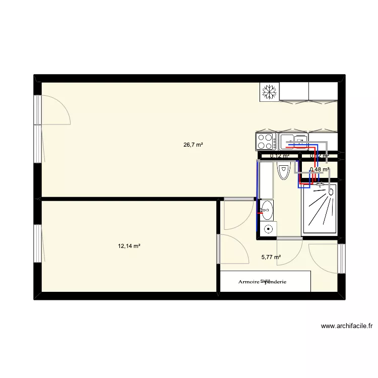 ArchiFacile PRO vodoinstalace. Floor plan with 