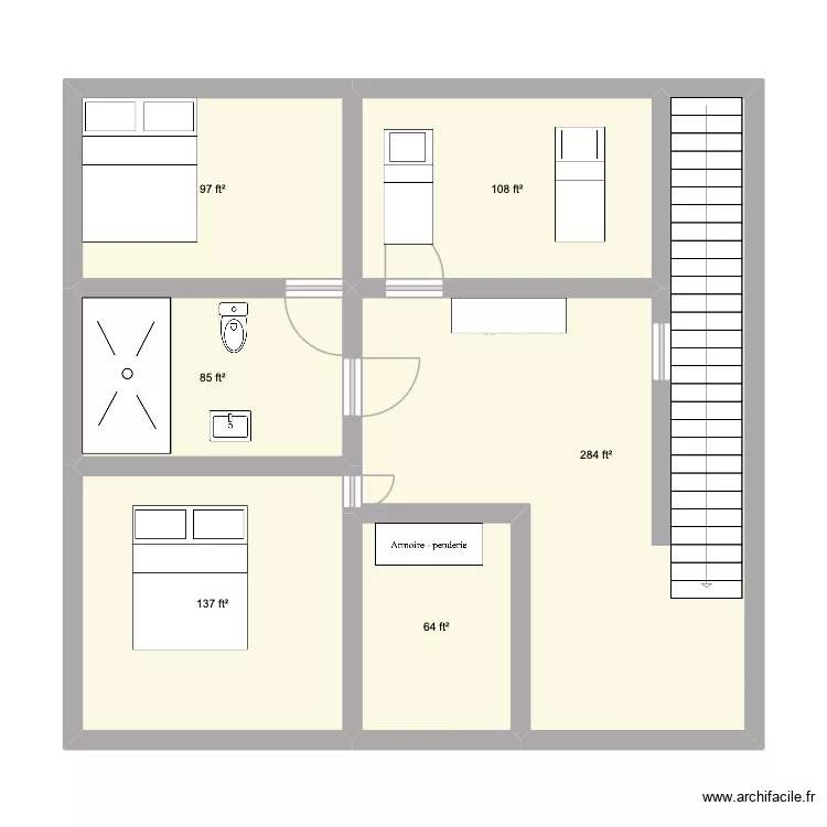 Etage 3. Floor plan with 6  and 72 m²