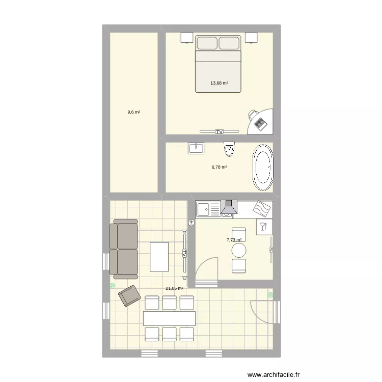 diseño 1. Floor plan with 5 Rooms and 59 m² diseño 1. Floor plan with 5 Rooms and 59 m²
