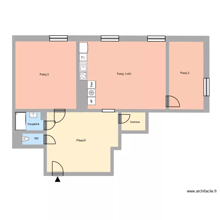 Hlavn&iacute; tř&iacute;da 583/97, byt 14. Floor plan with 13  and 218 m²