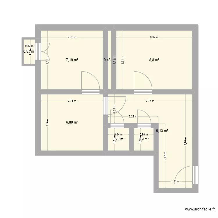 Ostrčilova 2262 byt 15. Floor plan with 8 Rooms and 35 m²