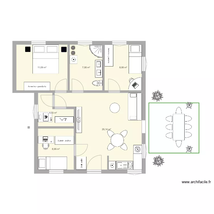 62 kvadrata . Floor plan with 