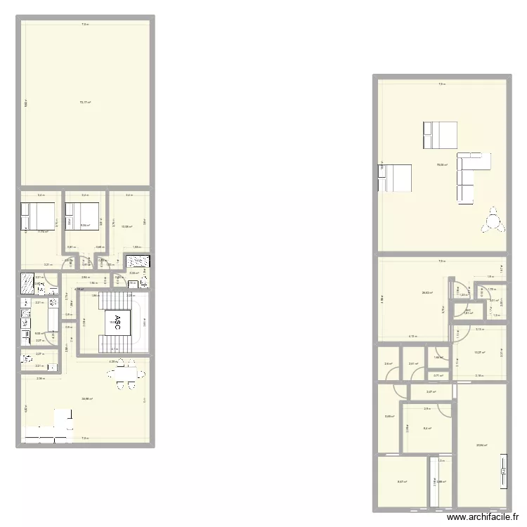 Appartement 30 m. Floor plan with 25 rooms and 349 m²