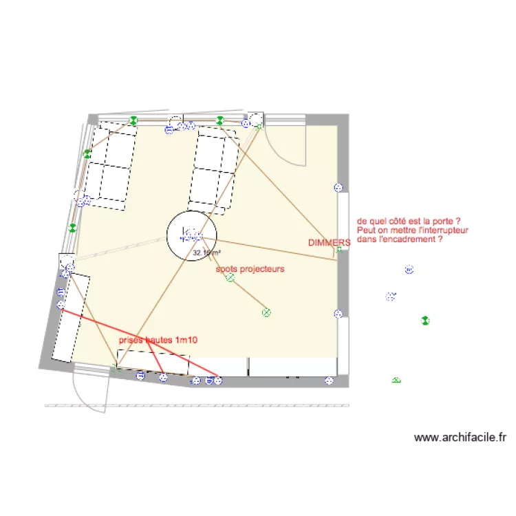 family room. Floor plan with 