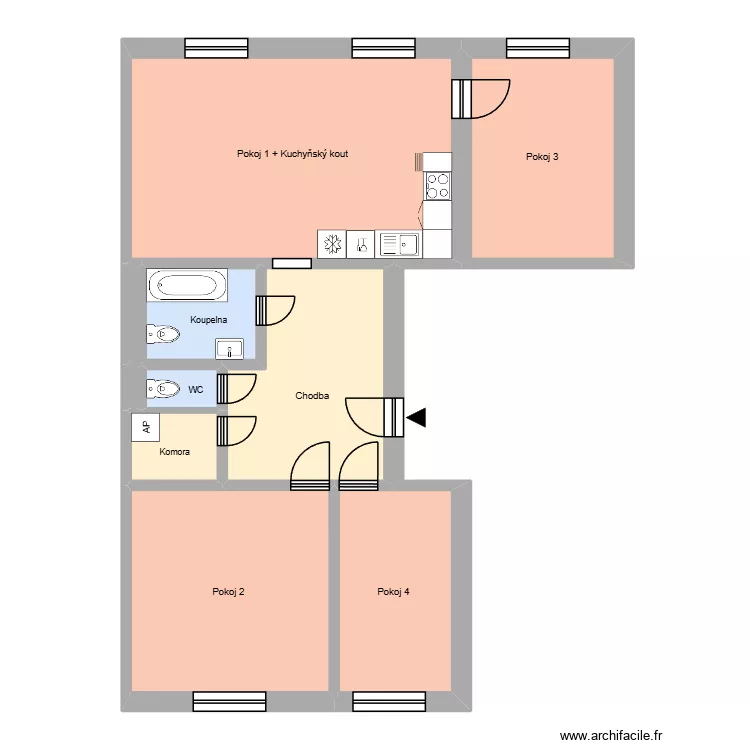 nám. Boženy Němcové 665, byt 4. Floor plan with nám. Boženy Němcové 665, byt 4. Floor plan with