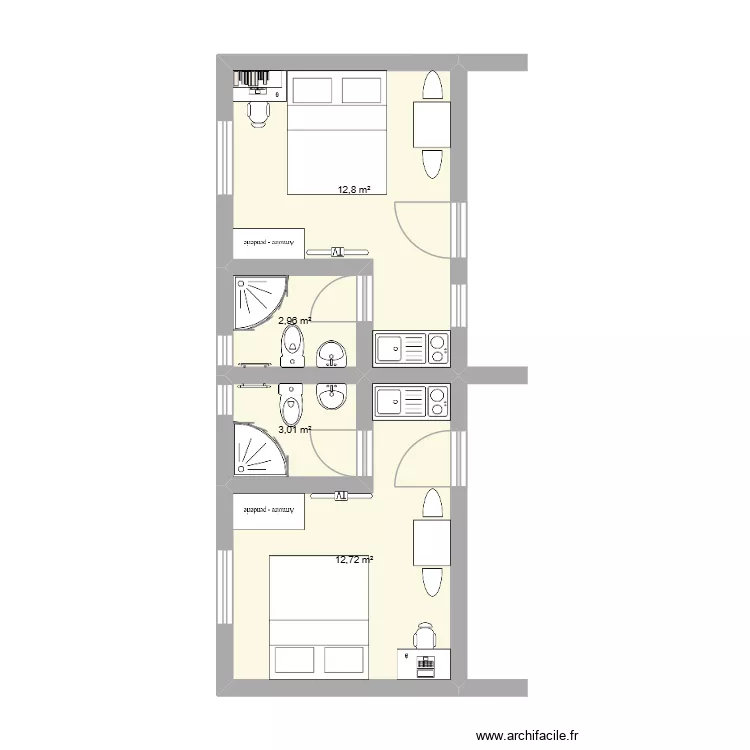 102-R&eacute;sidence Yakro. Floor plan with 4  and 31 m²