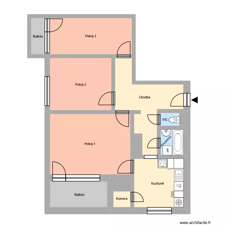 Sokolsk&aacute; tř&iacute;da 2783, byt 8. Floor plan with 17  and 198 m²