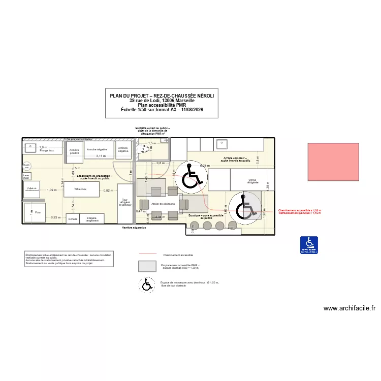Vue dessus neroli - PMR. Floor plan with 2 Rooms and 45 m²