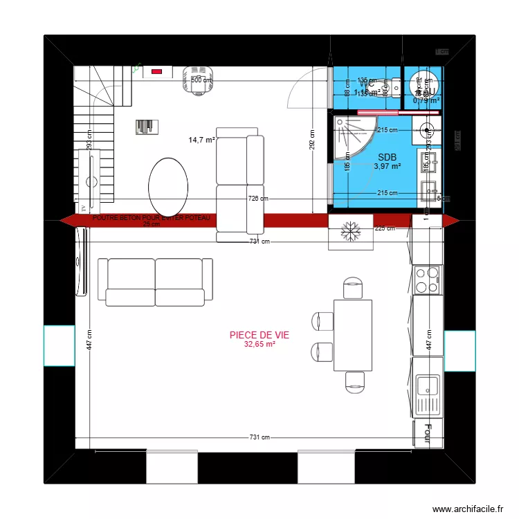 NIVEAU BAS. Floor plan with 