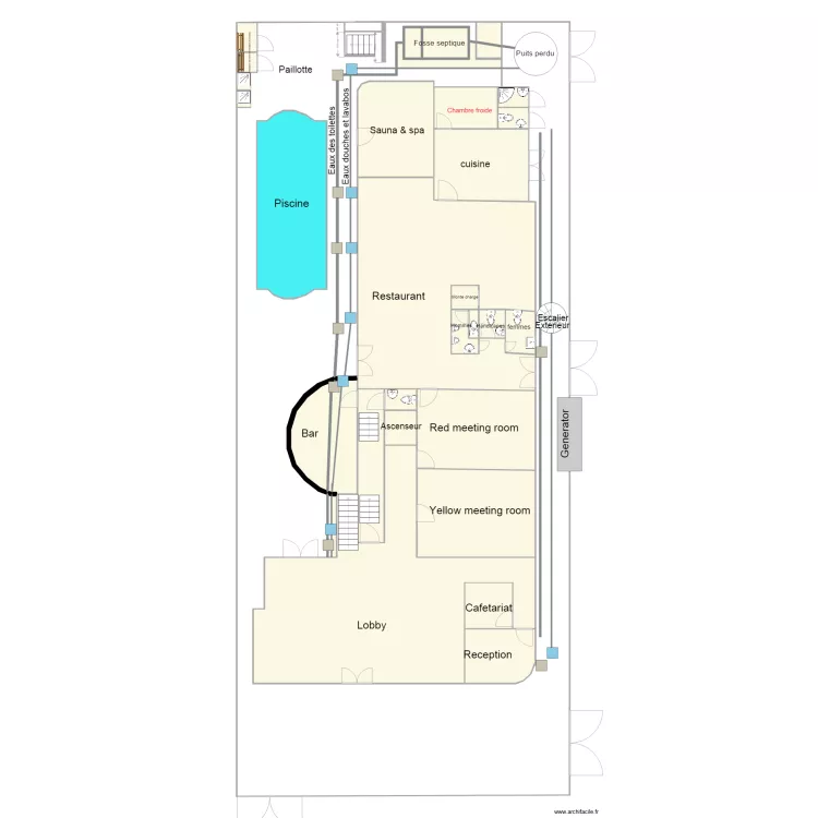 mirador hotel evacuation dess eaux. Floor plan with 