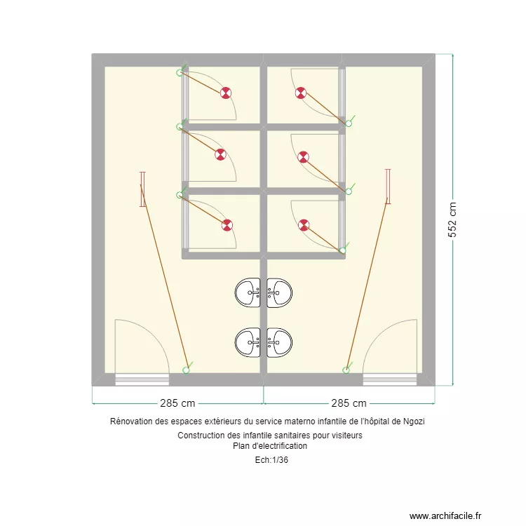 toilettes visiteurs electricit&eacute;. Floor plan with 