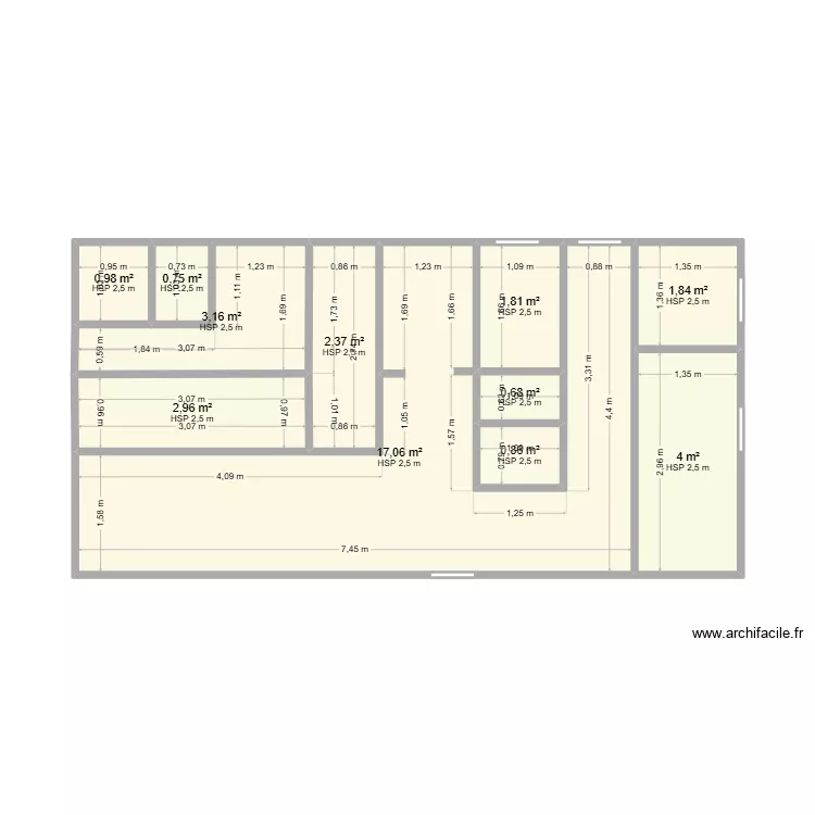 komo14. Floor plan with 13 Rooms and 40 m²