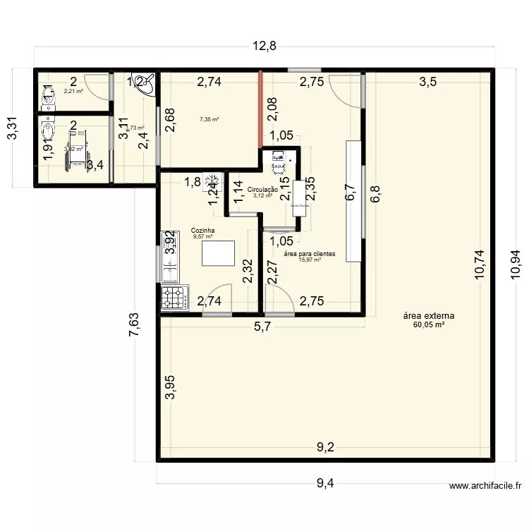 DEAMA CAFE. Floor plan with 8  and 106 m²