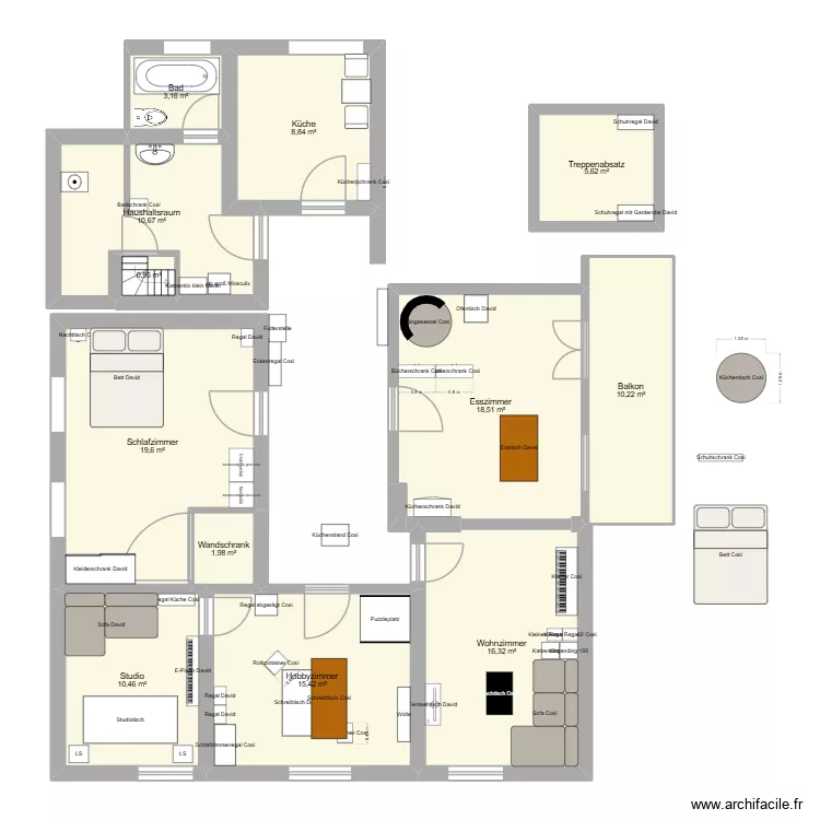 Grundriss mit verbundenen Räumen. Floor plan with 13 Rooms and 122 m² Grundriss mit verbundenen Räumen. Floor plan with 13 Rooms and 122 m²