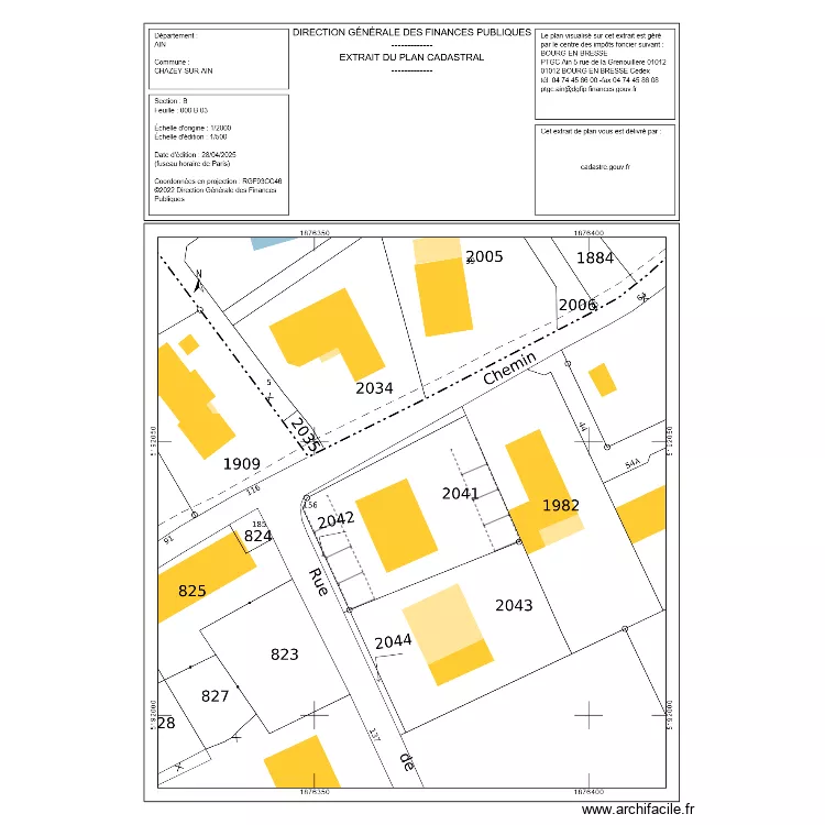 Plan de masse Chazey sur ain. Floor plan with 