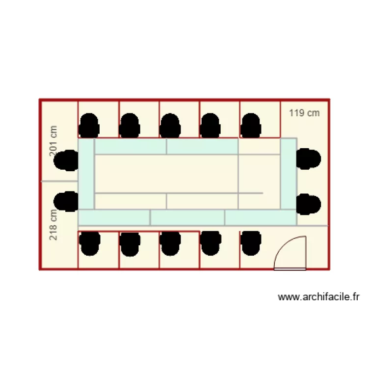 salle rouge v3. Floor plan with 