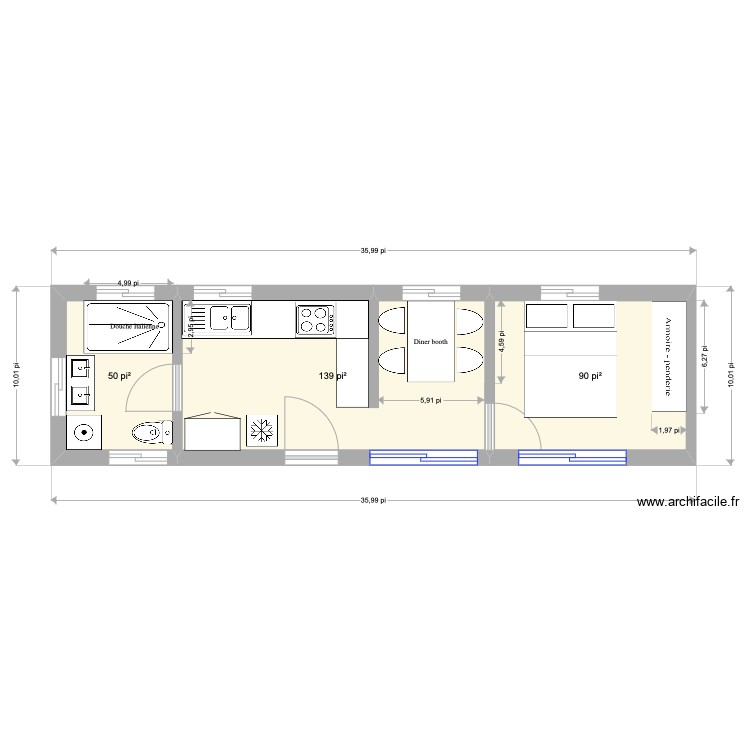 TinyHouse sur Trailer 36 X 10. Floor plan with 0 room and 0 m2