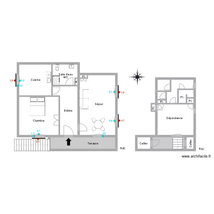 51279 MENORET. Floor plan with 19  and 108 m²