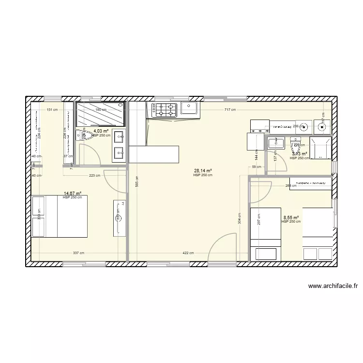 casa sur. Floor plan with 5 rooms and 59 m²