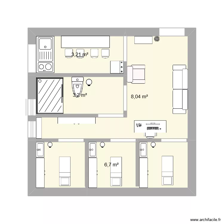 clinica de estetica. Floor plan with 4  and 21 m²