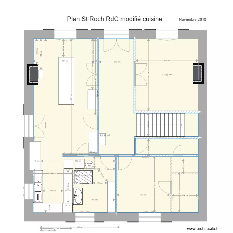 St Roch RdC modifié cuisine agrandie. Floor plan with St Roch RdC modifié cuisine agrandie. Floor plan with