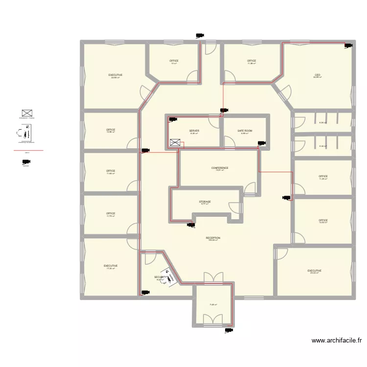 upr. Floor plan with 20  and 395 m²