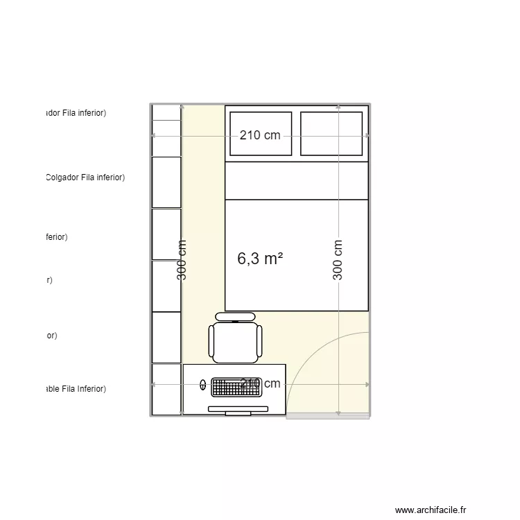 Studio as Bedroom. Floor plan with 