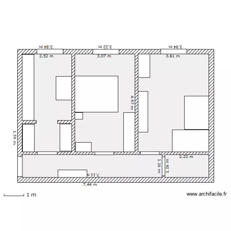 P&eacute;rolles 41 meubl&eacute;. Floor plan with 